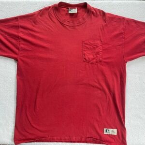 Russell Athletic T Shirt Mens XL Red Pro Cotton Pocket Blank Vintage Made in USA